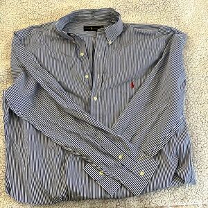 NWT Ralph Lauren Men's Navy and White Striped Shirt XLT